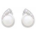 Pearl Earrings w/ CZ Stone Accent